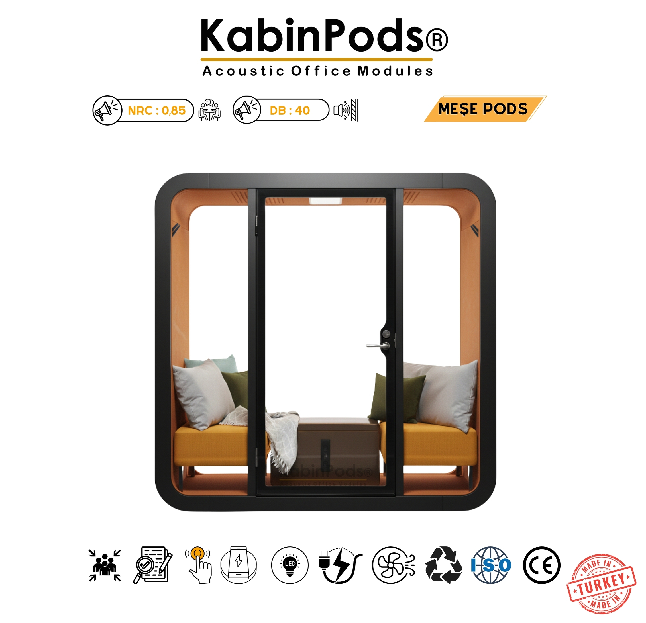 Akustik Toplantı Kabini 3 - Premium Ses Yalıtımlı Toplantı ve Telefon Görüşme Kabini Çözümleri